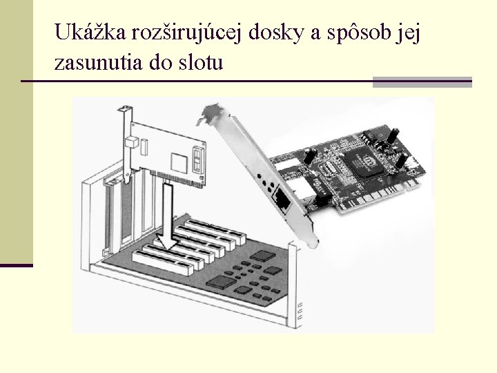 Ukážka rozširujúcej dosky a spôsob jej zasunutia do slotu 