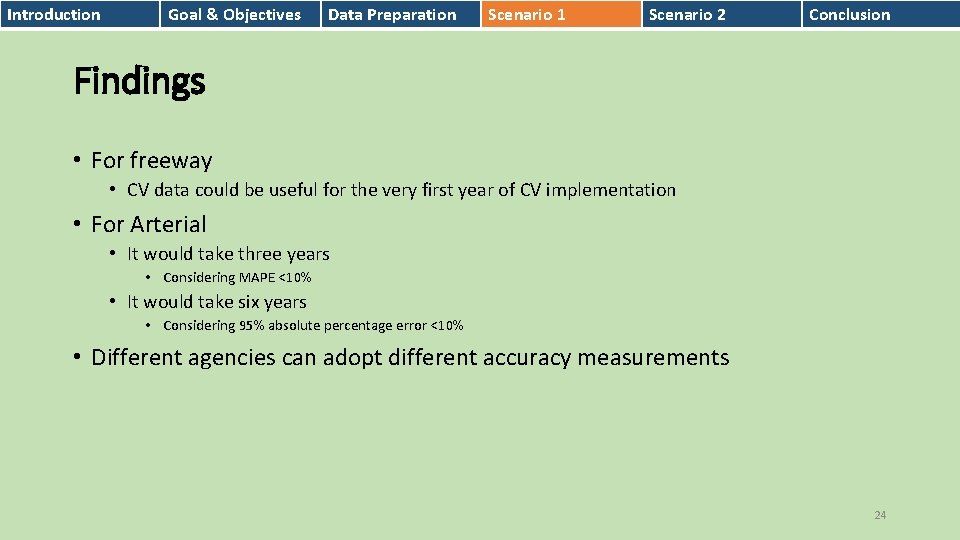 Introduction Goal & Objectives Data Preparation Scenario 1 Scenario 2 Conclusion Findings • For