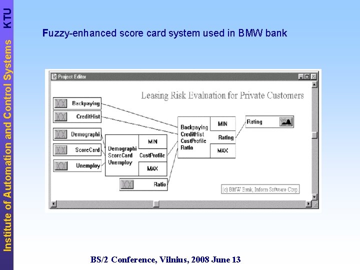 KTU Institute of Automation and Control Systems Fuzzy-enhanced score card system used in BMW