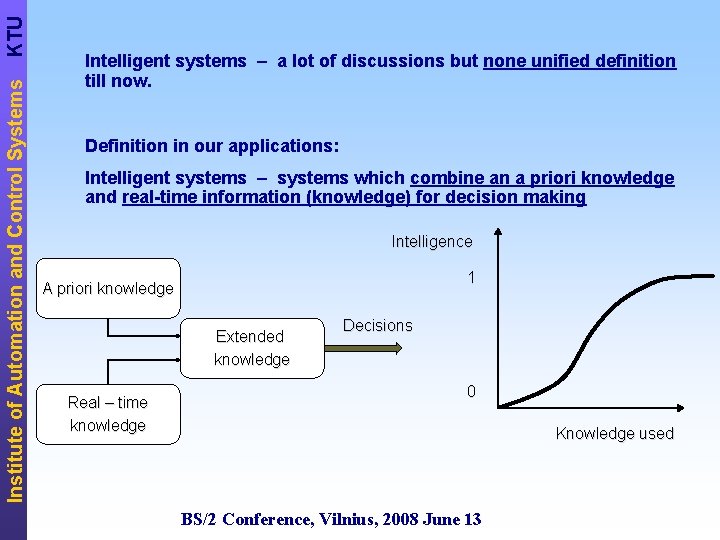 KTU Institute of Automation and Control Systems Intelligent systems – a lot of discussions