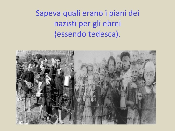 Sapeva quali erano i piani dei nazisti per gli ebrei (essendo tedesca). 