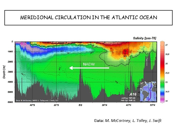 MERIDIONAL CIRCULATION IN THE ATLANTIC OCEAN NADW Data: M. Mc. Cartney, L. Talley, J.