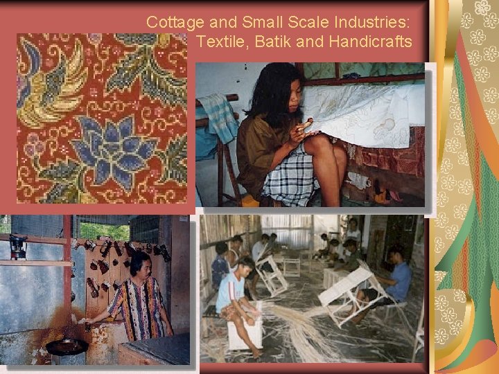 Cottage and Small Scale Industries: Textile, Batik and Handicrafts 