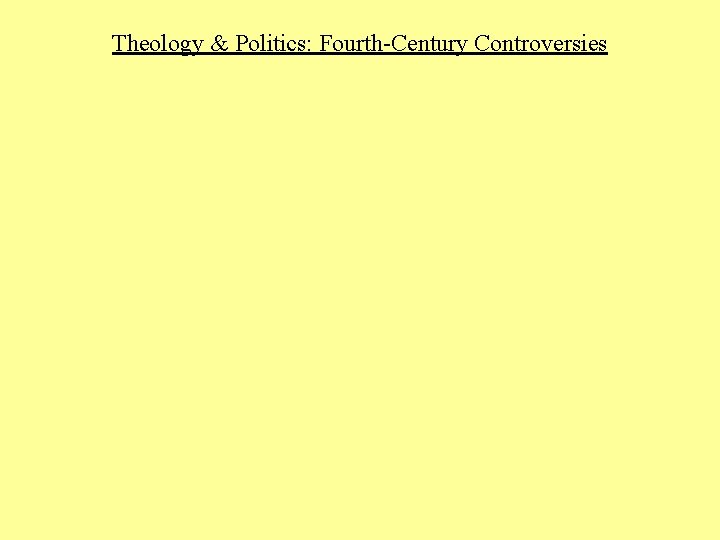Theology & Politics: Fourth-Century Controversies 