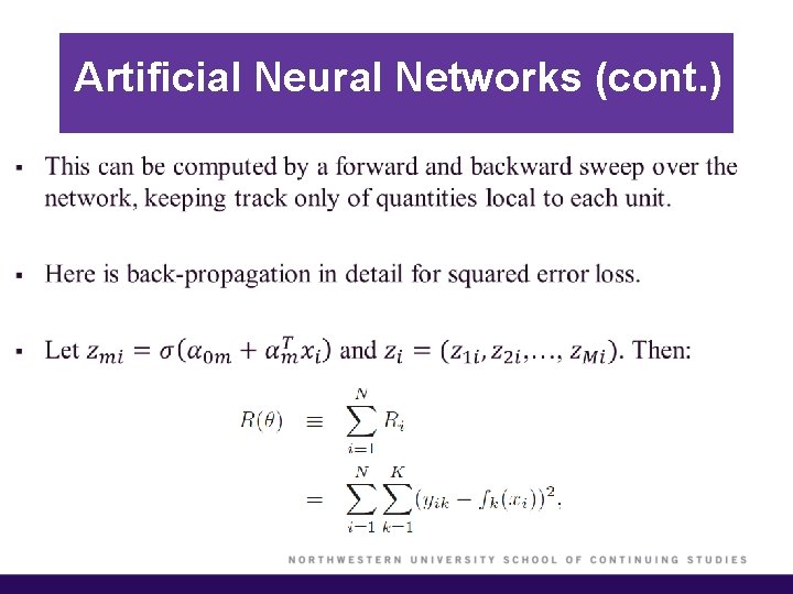 Artificial Neural Networks (cont. ) § 