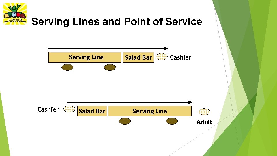 Serving Lines and Point of Service Serving Line Cashier Salad Bar Cashier Serving Line