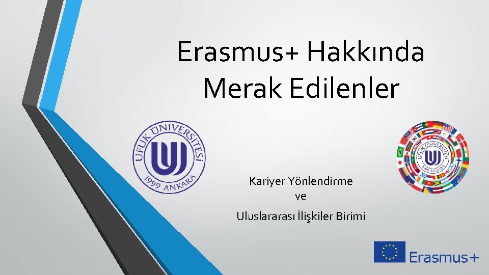 Erasmus+ Hakkında Merak Edilenler Kariyer Yönlendirme ve Uluslararası İlişkiler Birimi 