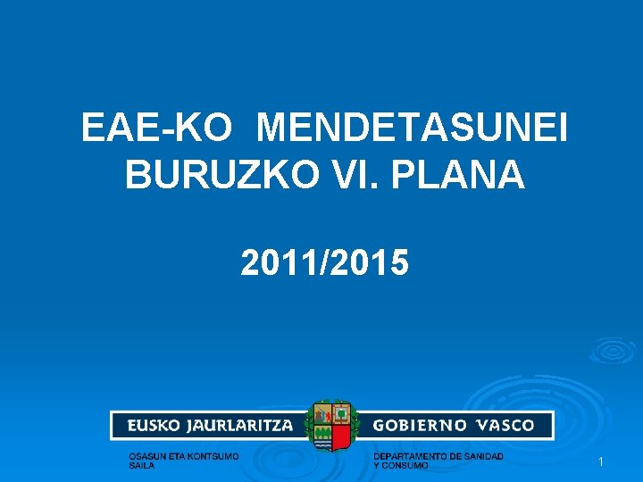 EAE-KO MENDETASUNEI BURUZKO VI. PLANA 2011/2015 1 