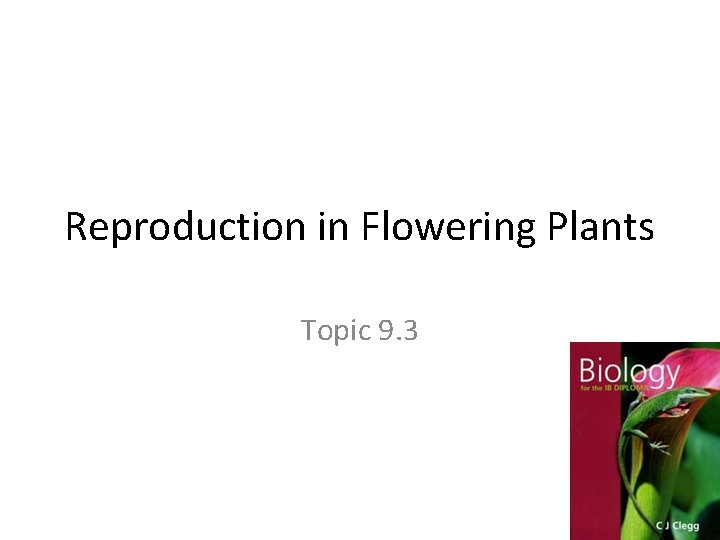 Reproduction in Flowering Plants Topic 9. 3 