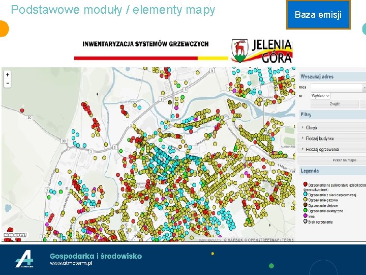 Podstawowe moduły / elementy mapy Baza emisji 