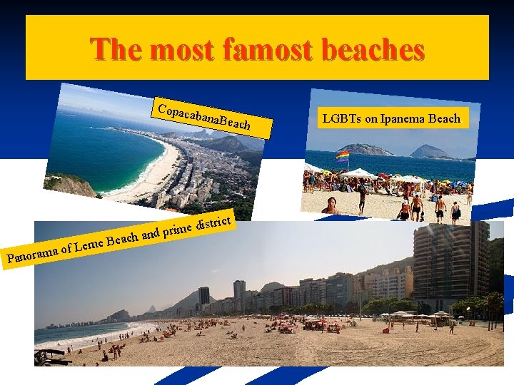 The most famost beaches Copaca bana. Be ach rict. Panoram each B e m