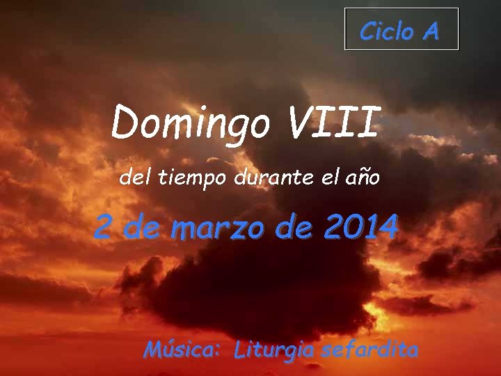 Ciclo A Domingo VIII del tiempo durante el año 2 de marzo de 2014