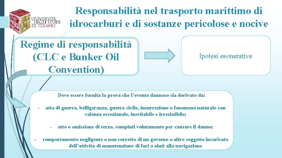 Responsabilità nel trasporto marittimo di idrocarburi e di sostanze pericolose e nocive Regime di