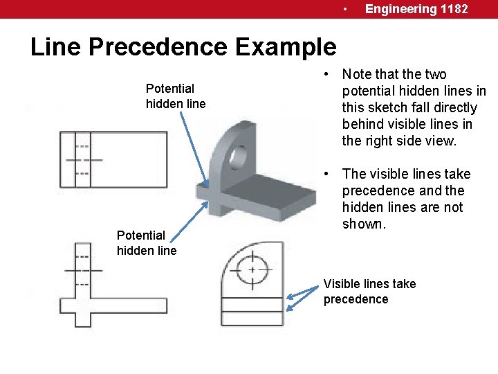  • Engineering 1182 Line Precedence Example Potential hidden line • Note that the