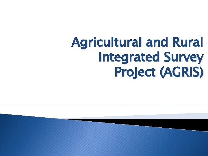 Agricultural and Rural Integrated Survey Project (AGRIS) 