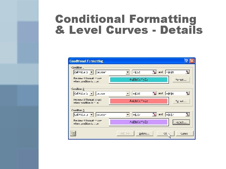 Conditional Formatting & Level Curves - Details 