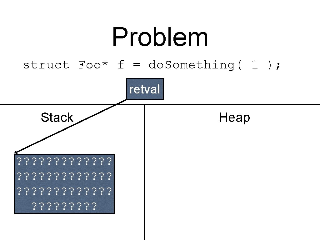 Problem struct Foo* f = do. Something( 1 ); retval Stack ? ? ?