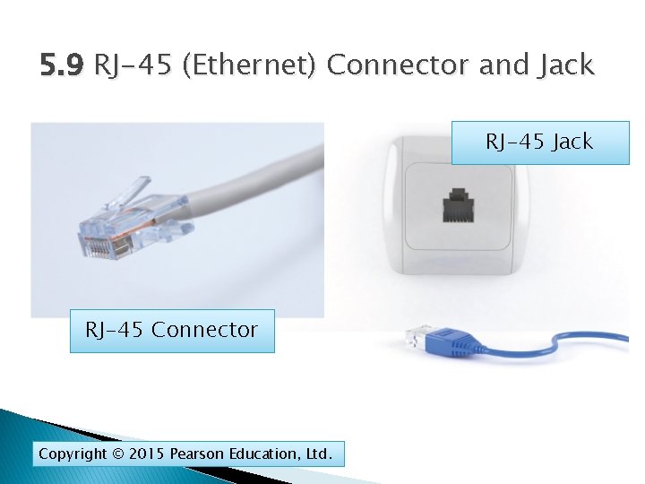 5. 9 RJ-45 (Ethernet) Connector and Jack RJ-45 Connector Copyright © 2015 Pearson Education,