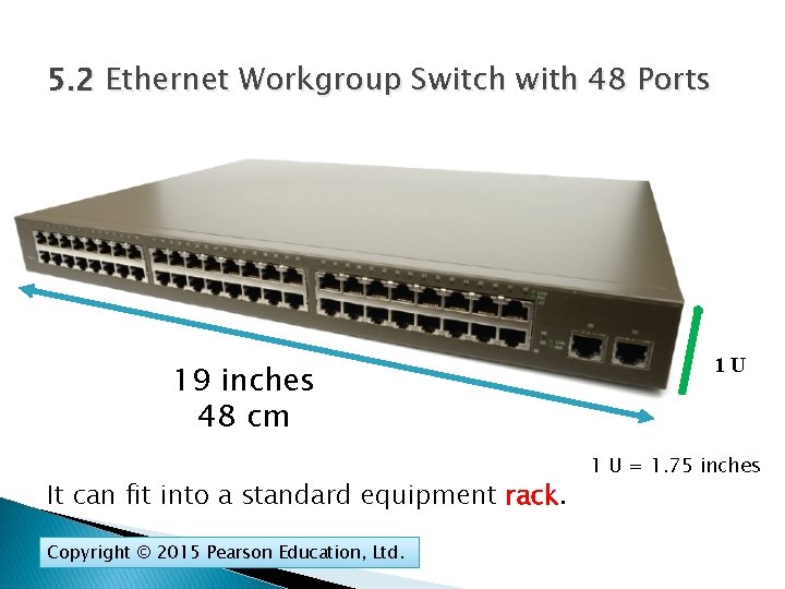 5. 2 Ethernet Workgroup Switch with 48 Ports 19 inches 48 cm It can