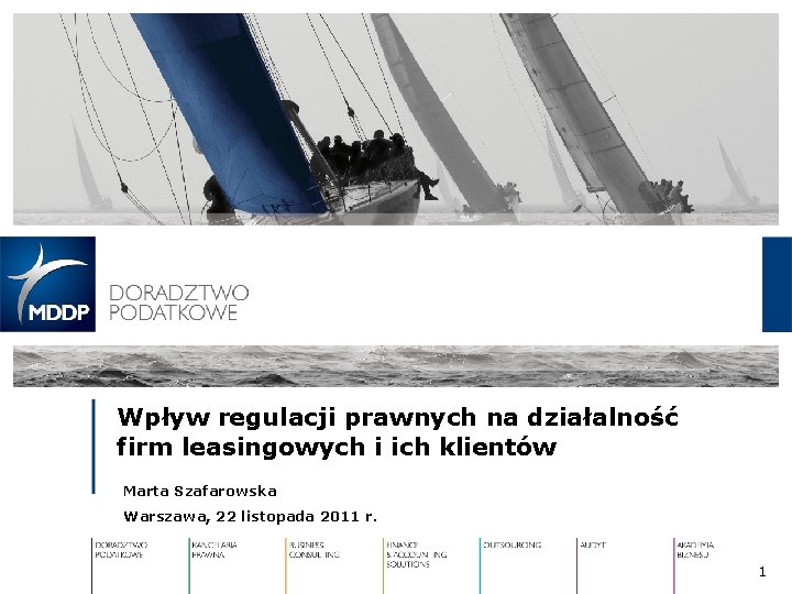 Wpływ regulacji prawnych na działalność firm leasingowych i ich klientów Marta Szafarowska Warszawa, 22