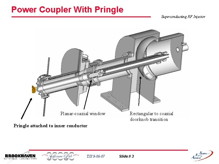 Power Coupler With Pringle Superconducting RF Injector Planar-coaxial window Rectangular to coaxial doorknob transition