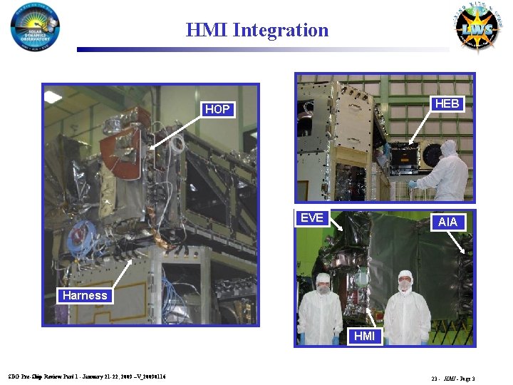 HMI Integration HEB HOP EVE AIA Harness HMI SDO Pre-Ship Review Part 1 -