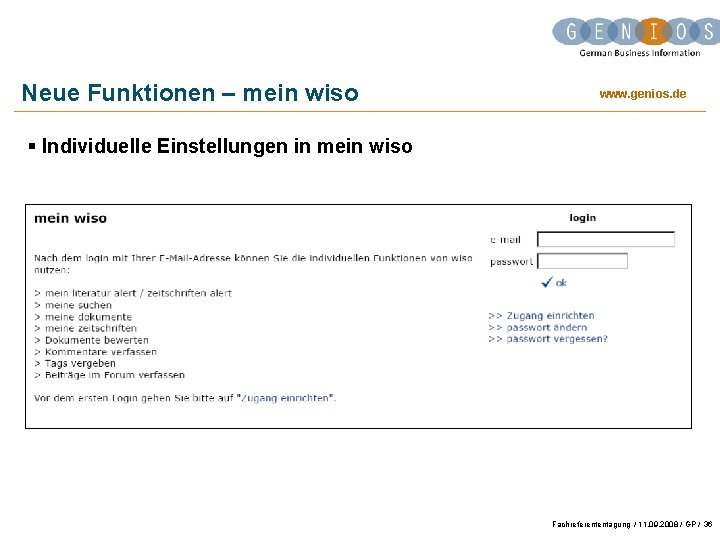 Neue Funktionen – mein wiso www. genios. de § Individuelle Einstellungen in mein wiso