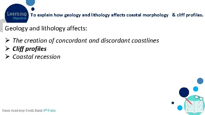 Learning To explain how geology and lithology affects coastal morphology & cliff profiles. Objective