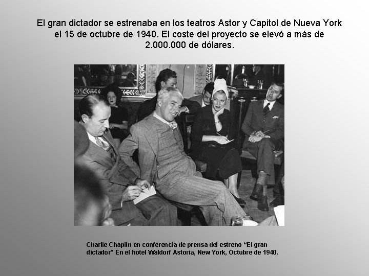 El gran dictador se estrenaba en los teatros Astor y Capitol de Nueva York