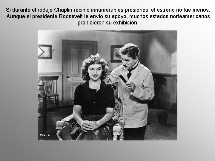 Si durante el rodaje Chaplin recibió innumerables presiones, el estreno no fue menos. Aunque