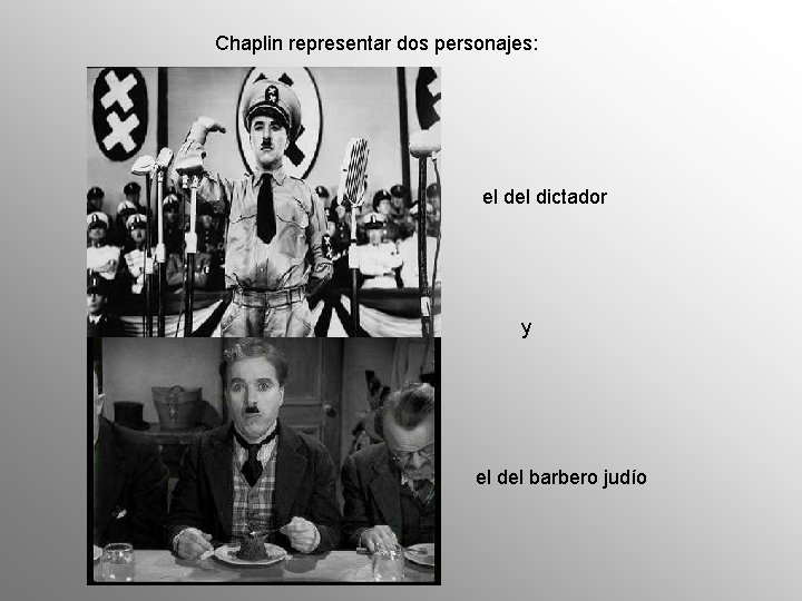 Chaplin representar dos personajes: el dictador y el del barbero judío 