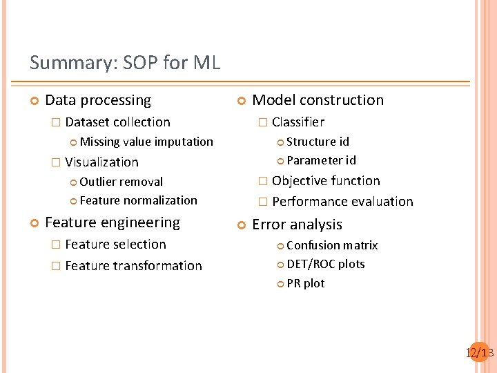 Summary: SOP for ML Data processing � Dataset collection � Classifier Missing value imputation Summary: SOP for ML Data processing � Dataset collection � Classifier Missing value imputation