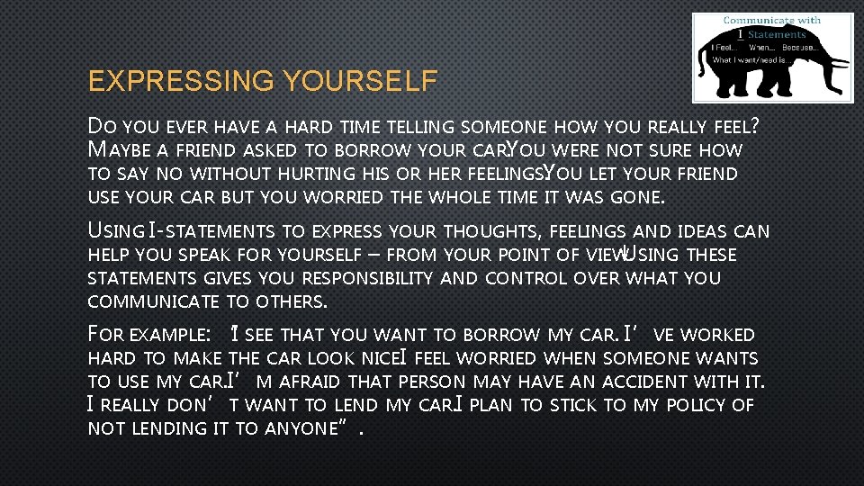 EXPRESSING YOURSELF DO YOU EVER HAVE A HARD TIME TELLING SOMEONE HOW YOU REALLY