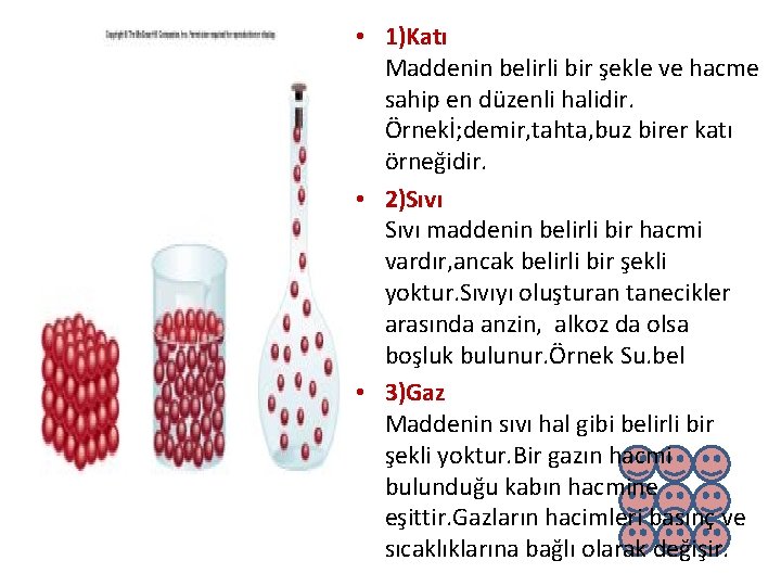  • 1)Katı Maddenin belirli bir şekle ve hacme sahip en düzenli halidir. Örnekİ;