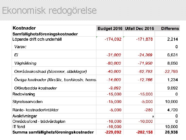 Ekonomisk redogörelse 