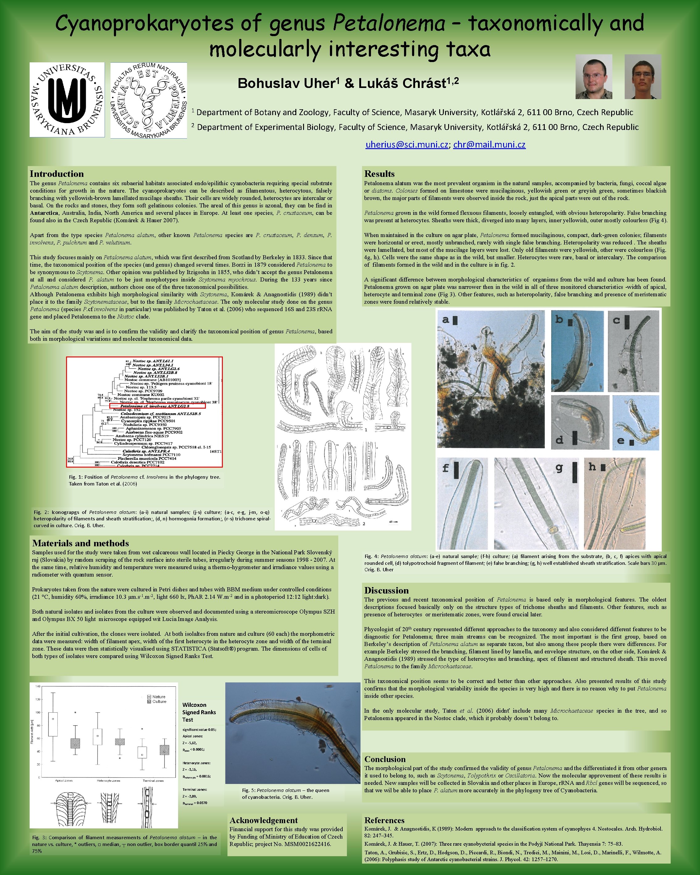 Cyanoprokaryotes of genus Petalonema – taxonomically and molecularly interesting taxa Bohuslav 1 Uher &