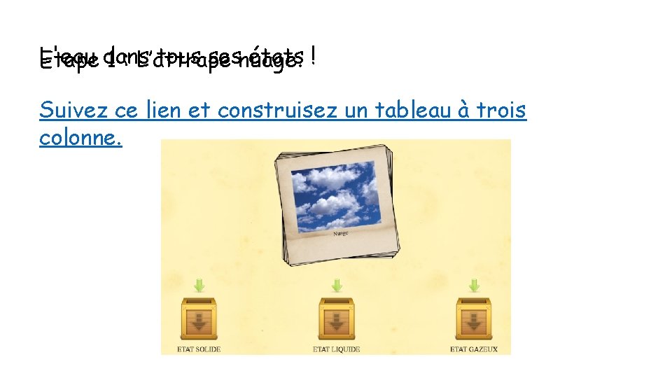L'eau tous sesnuage. états ! Etape dans 1 : L’attrape Suivez ce lien et