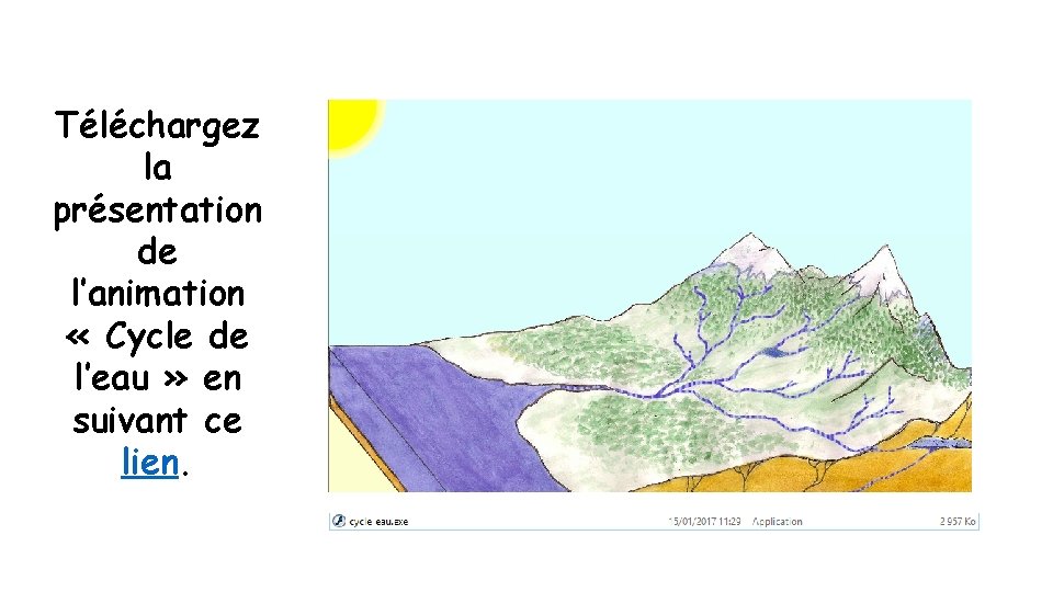 Téléchargez la présentation de l’animation « Cycle de l’eau » en suivant ce lien.