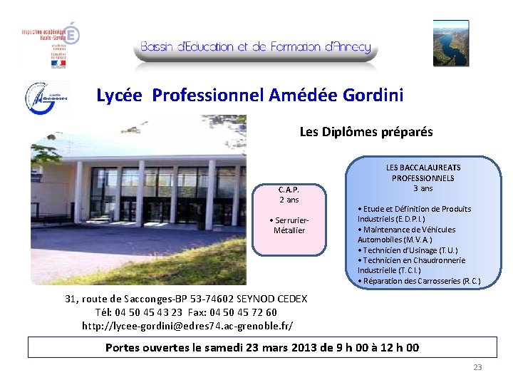 Lycée Professionnel Amédée Gordini Les Diplômes préparés C. A. P. 2 ans • Serrurier.