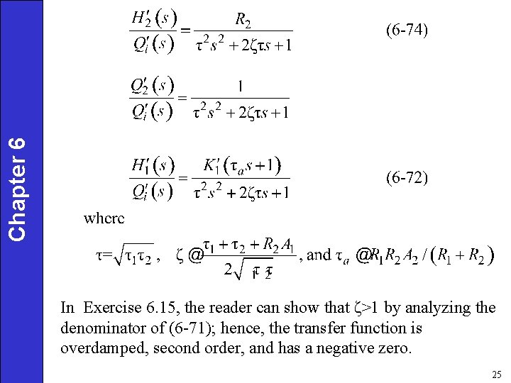 Chapter 6 In Exercise 6. 15, the reader can show that ζ>1 by analyzing