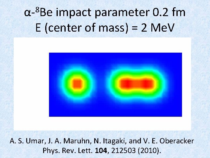 α-8 Be impact parameter 0. 2 fm E (center of mass) = 2 Me.