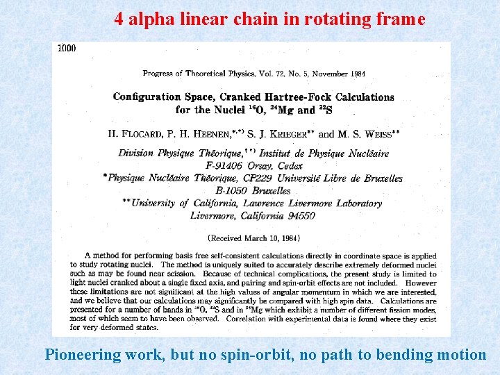 4 alpha linear chain in rotating frame Pioneering work, but no spin-orbit, no path