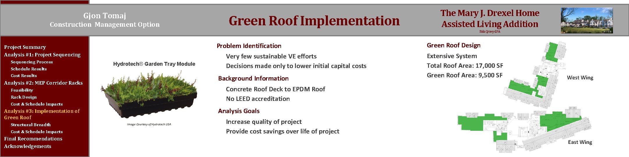 Gjon Tomaj Construction Management Option Green Roof Implementation The Mary J. Drexel Home Assisted