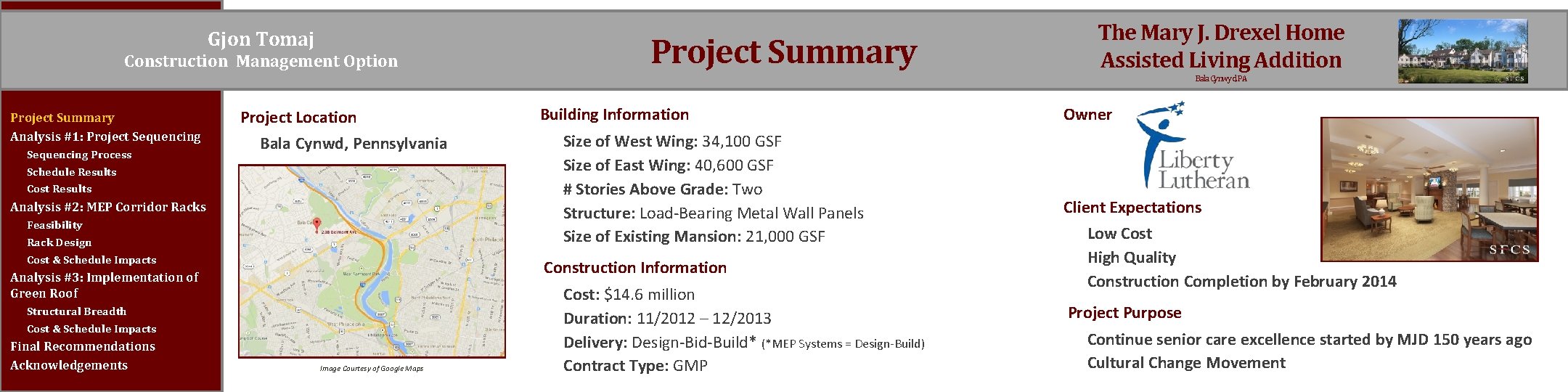 Gjon Tomaj Construction Management Option Project Summary The Mary J. Drexel Home Assisted Living