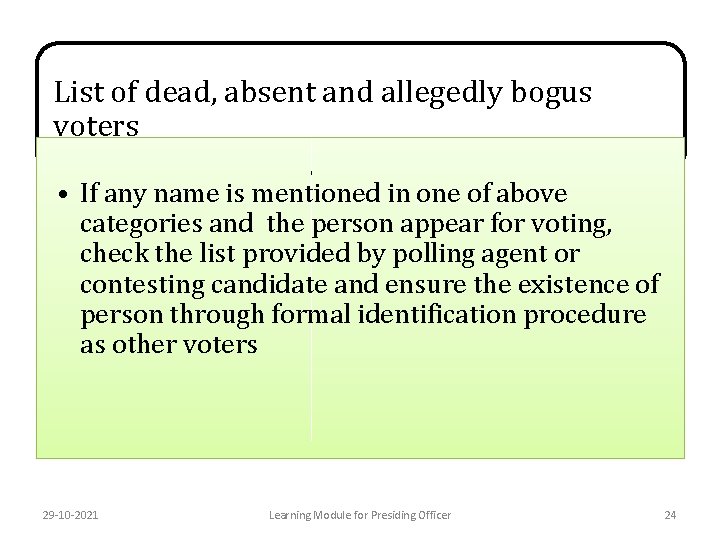 List of dead, absent and allegedly bogus voters • If any name is mentioned