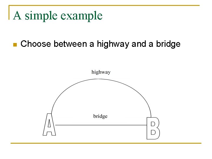 A simple example n Choose between a highway and a bridge 