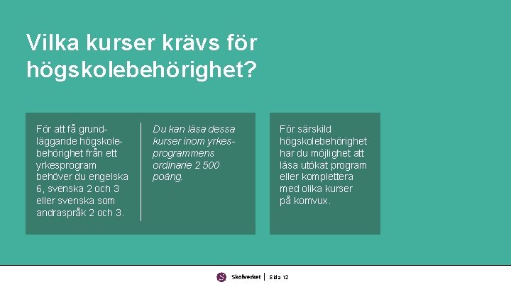 Vilka kurser krävs för högskolebehörighet? För att få grundläggande högskolebehörighet från ett yrkesprogram behöver