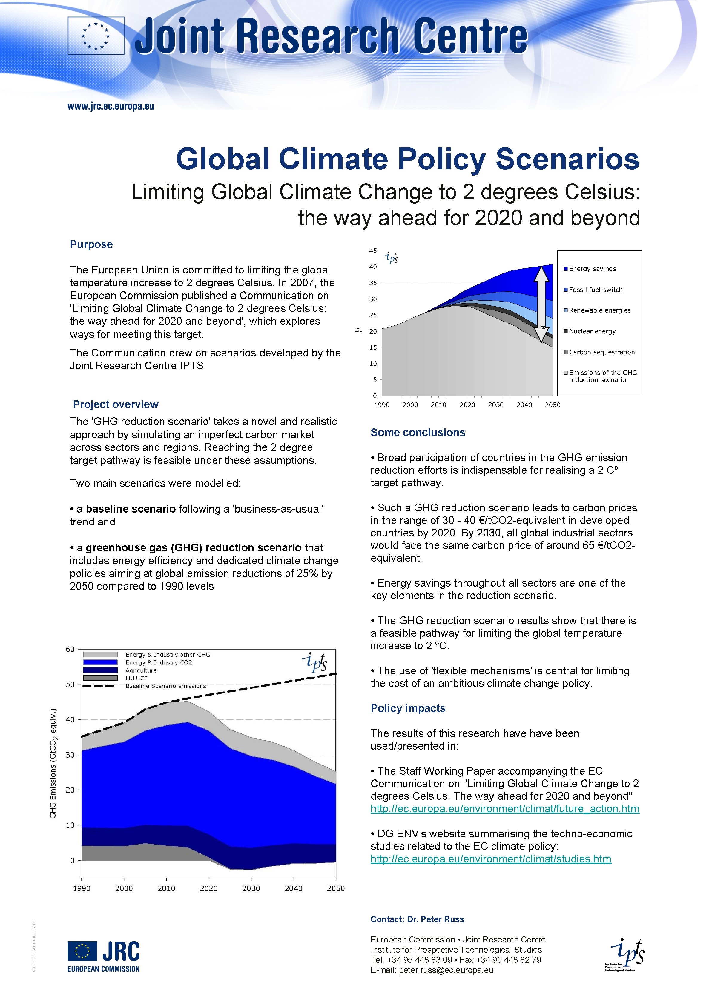 Global Climate Policy Scenarios Limiting Global Climate Change to 2 degrees Celsius: the way