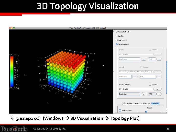 3 D Topology Visualization % paraprof (Windows 3 D Visualization Topology Plot) Copyright ©