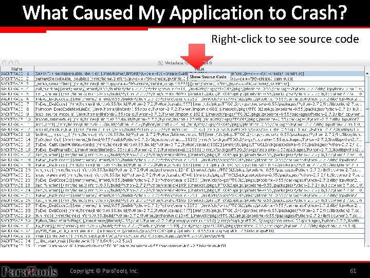 What Caused My Application to Crash? Right-click to see source code Copyright © Para.